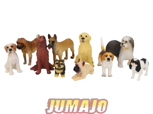 LC10 Lot 10 chiens Résine 6 à 10 cm : Shar-Peï, Malinois, Golden Retreiver
