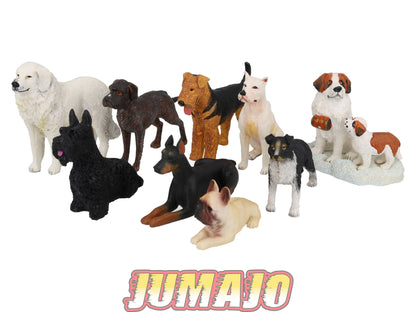 LC14 Lot 9 chiens Résine 6 à 10 cm : Airedale Terrier, Doberman Bouledogue français