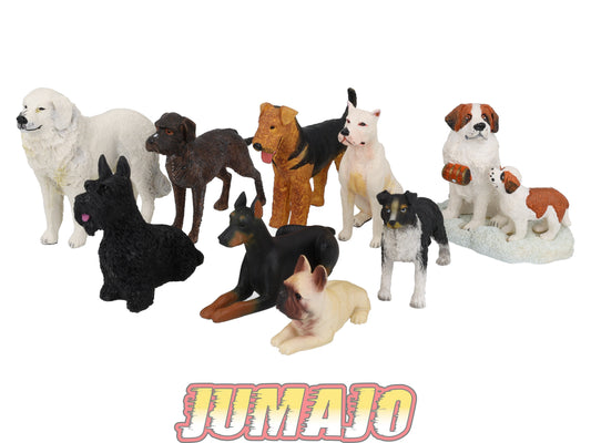 LC14 Lot 9 chiens Résine 6 à 10 cm : Airedale Terrier, Doberman Bouledogue français