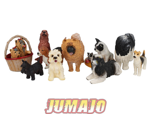 LC6 Lot 10 chiens Résine 6 à 10 cm : Chow-Chow, Beagle, Yorkshire terrier