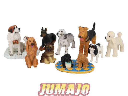 LC9 Lot 9 chiens Résine 6 à 10 cm : Caniche, Saint-Bernard, Airedale Terrier