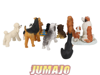 LC9 Lot 9 chiens Résine 6 à 10 cm : Caniche, Saint-Bernard, Airedale Terrier
