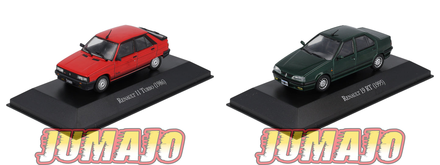 Lot de 2 Voitures 1/43 : Renault 11 + 19 / R11 + R19 / (AQV11+12)