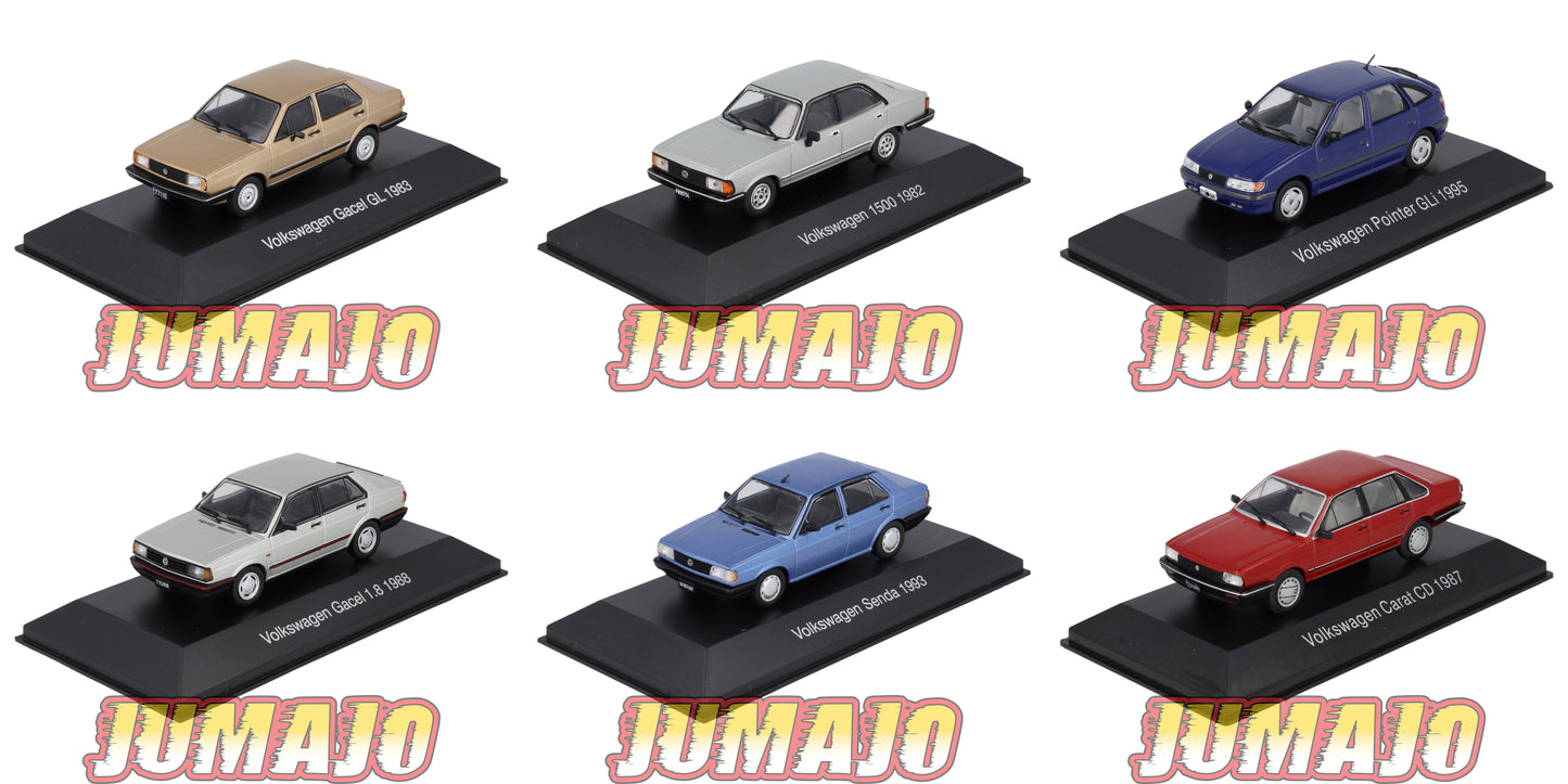 LOT 6 Voitures Volkswagen 1/43 SALVAT Autos Inolvidables : Carat CD Gacel 1.8 et GL Senda Pointer 1500