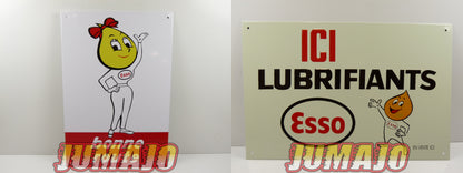 Lot de 2 PLAQUES PUBLICITAIRE tôlée embossée 20x30cm Esso Huile