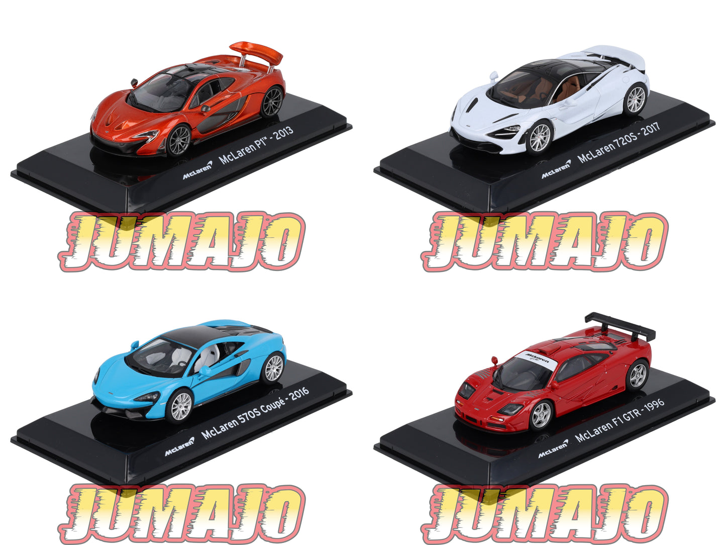 LOT voiture McLaren 1/43 P1 2013 + 720S 2017 + 570S 2015 + F1 GTR 1997