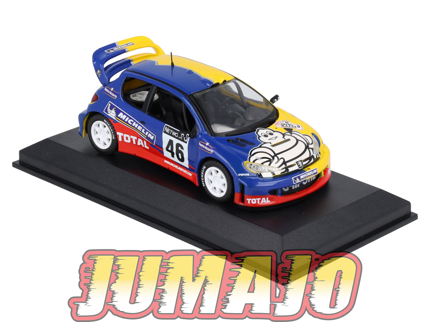 MICH41 voiture 1/43 IXO altaya MICHELIN : PEUGEOT 206 WRC #46 V.Rossi