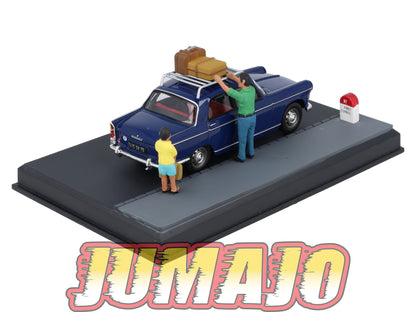 NB13 Voiture IXO 1/43 Diorama Route bleue PEUGEOT 404 "Le grand départ"