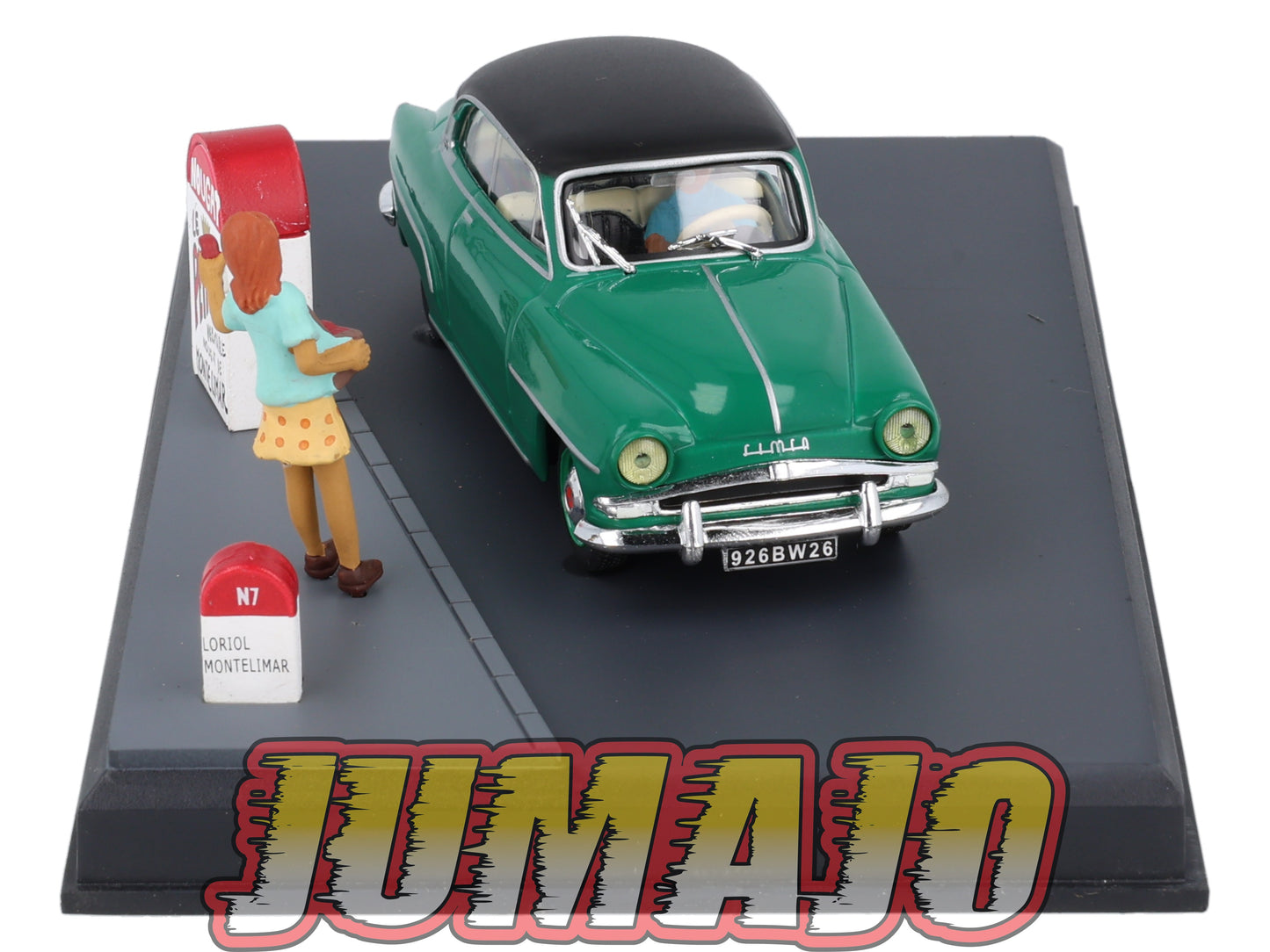 NB14 Voiture IXO 1/43 Diorama Route bleue SIMCA ARONDE "Le nougat"