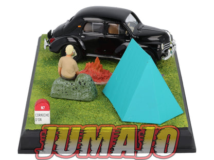 NB17 Voiture IXO 1/43 Diorama Route bleue RENAULT 4CV "le camping"