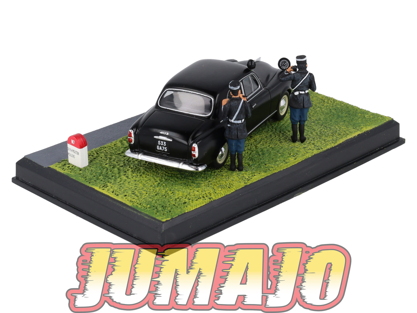 NB19 Voiture IXO 1/43 Diorama Route bleue PEUGEOT 403 "contrôle de vitesse"