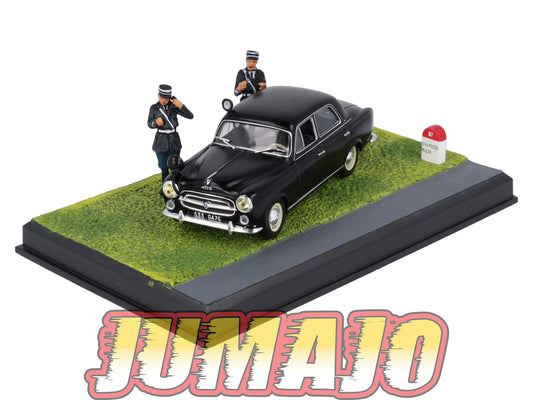 NB19 Voiture IXO 1/43 Diorama Route bleue PEUGEOT 403 "contrôle de vitesse"