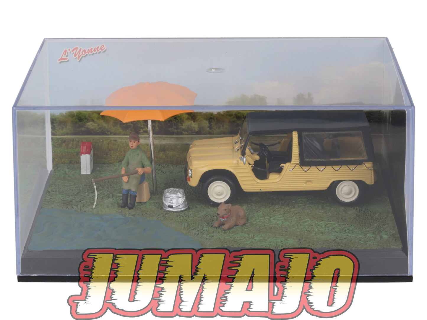NB23 Voiture IXO 1/43 Diorama Route bleue CITROEN Mehari La pêche à la ligne