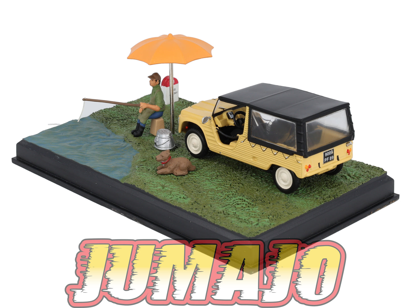 NB23 Voiture IXO 1/43 Diorama Route bleue CITROEN Mehari La pêche à la ligne