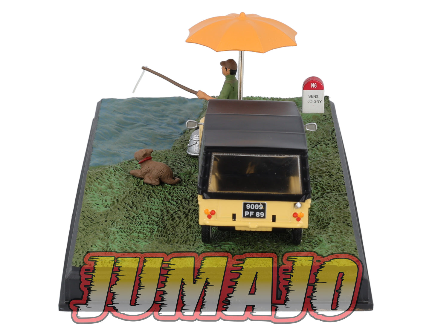 NB23 Voiture IXO 1/43 Diorama Route bleue CITROEN Mehari La pêche à la ligne