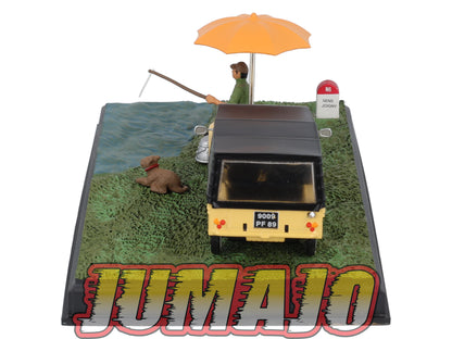 NB23 Voiture IXO 1/43 Diorama Route bleue CITROEN Mehari La pêche à la ligne