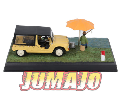 NB23 Voiture IXO 1/43 Diorama Route bleue CITROEN Mehari La pêche à la ligne