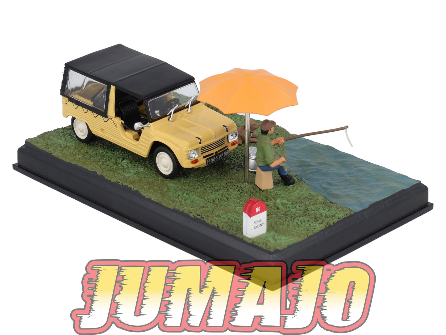 NB23 Voiture IXO 1/43 Diorama Route bleue CITROEN Mehari La pêche à la ligne