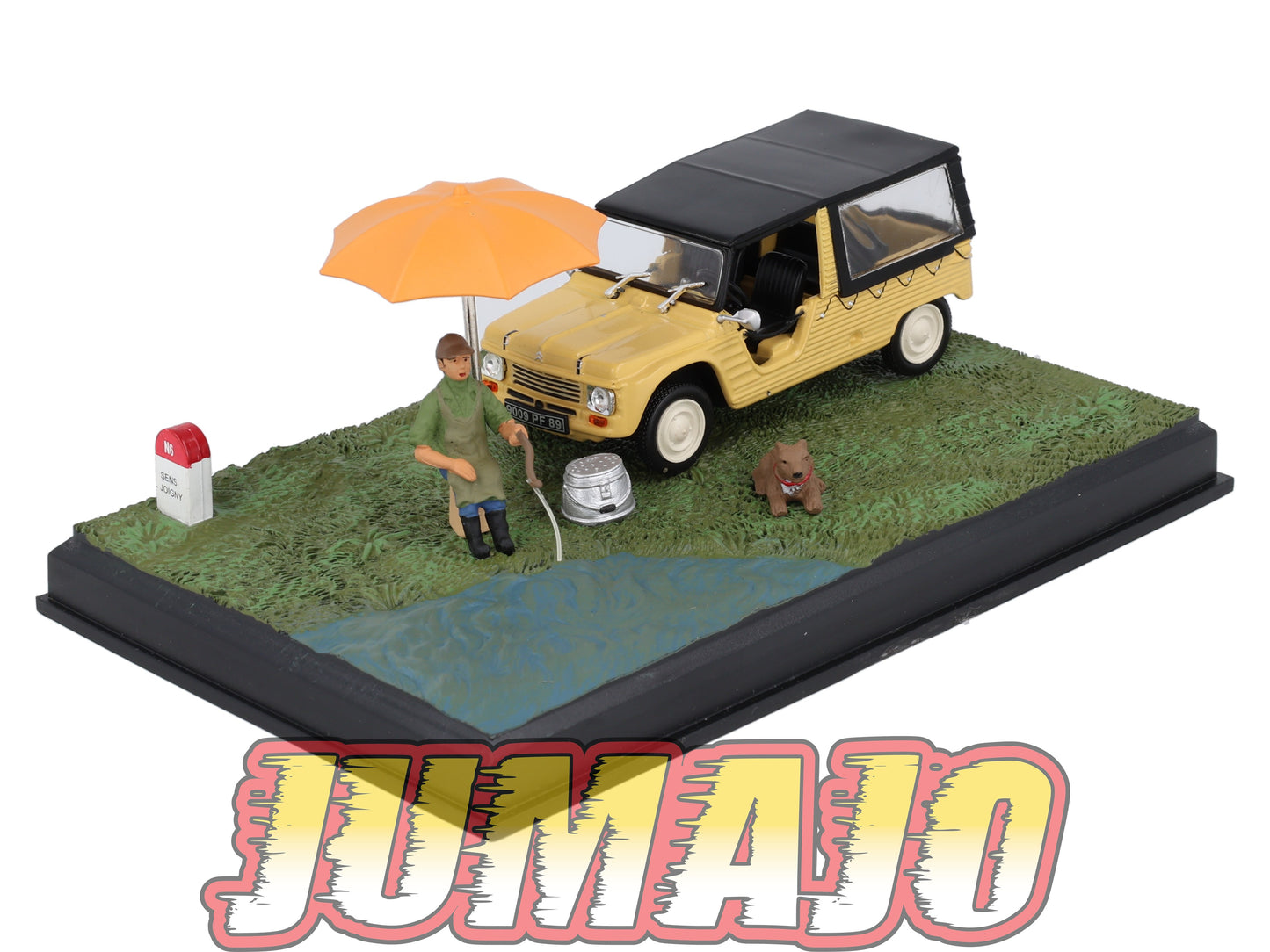 NB23 Voiture IXO 1/43 Diorama Route bleue CITROEN Mehari La pêche à la ligne
