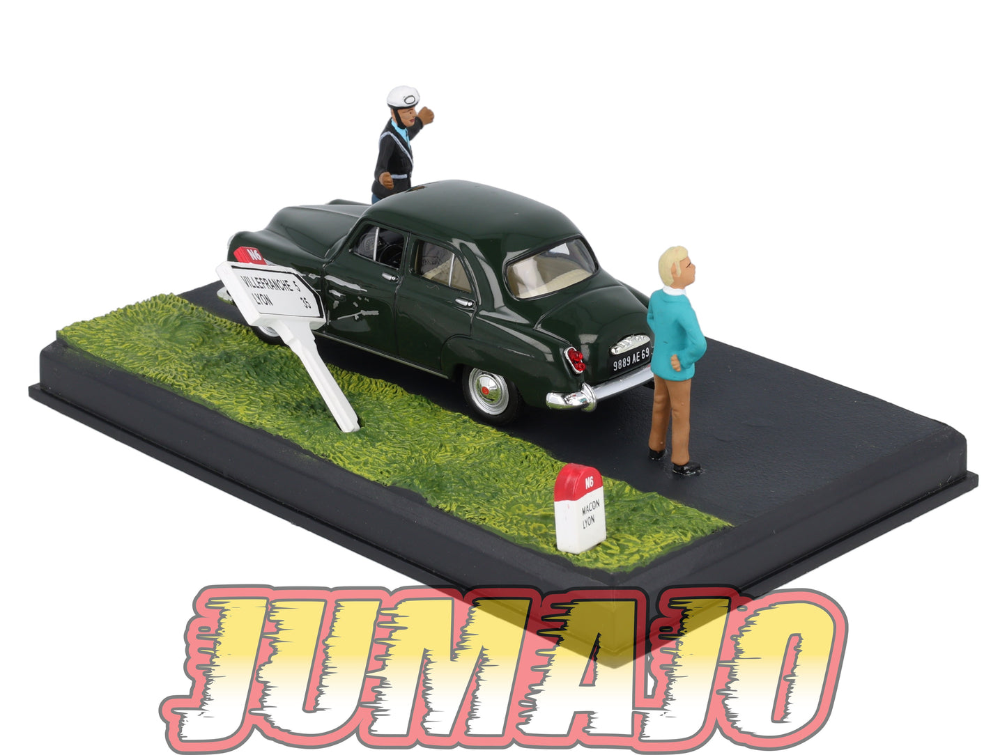 NB25 Voiture IXO 1/43 Diorama Route bleue SIMCA Aronde "L'accrochage"