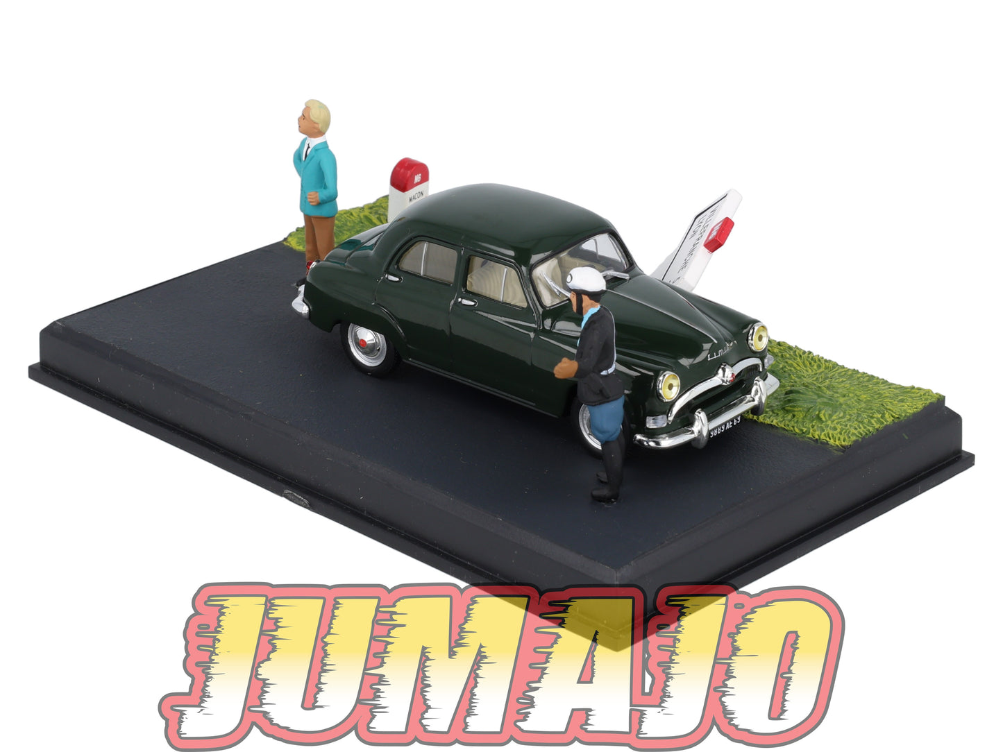 NB25 Voiture IXO 1/43 Diorama Route bleue SIMCA Aronde "L'accrochage"