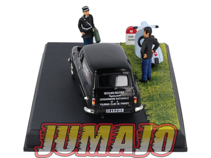 NB33 Voiture IXO 1/43 Diorama Route bleue SIMCA Aronde messagere "Le secours routier"