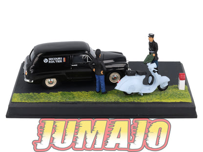 NB33 Voiture IXO 1/43 Diorama Route bleue SIMCA Aronde messagere "Le secours routier"