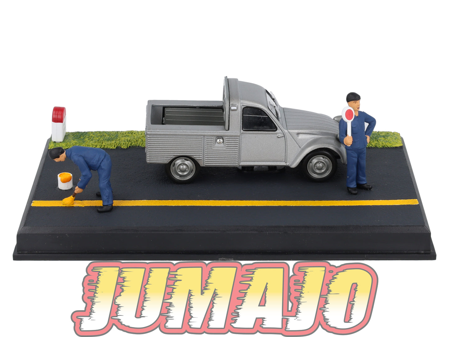 NB34 Voiture IXO 1/43 Diorama Route bleue CITROEN 2 CV Pick-up "Les travaux routiers"