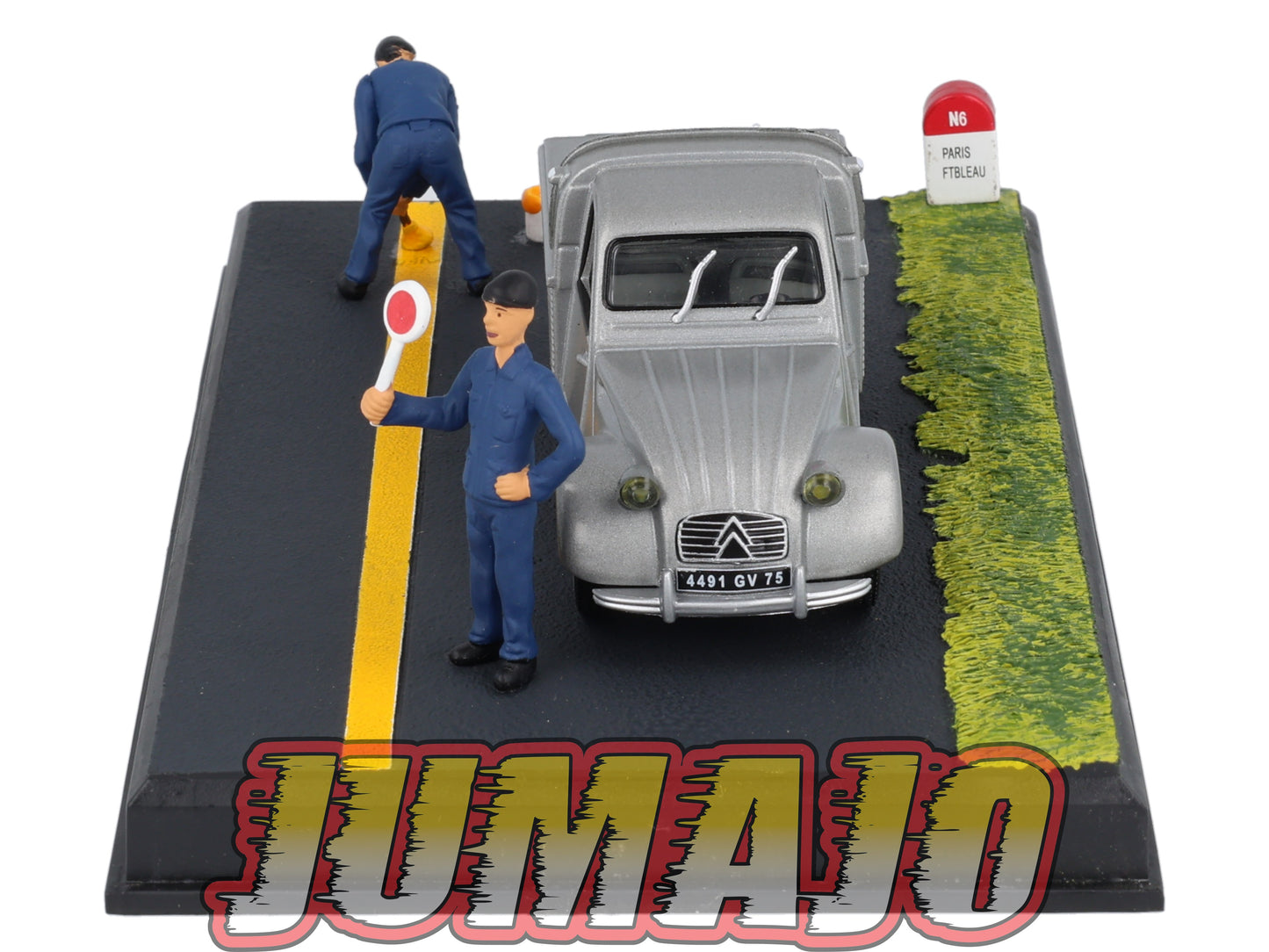 NB34 Voiture IXO 1/43 Diorama Route bleue CITROEN 2 CV Pick-up "Les travaux routiers"