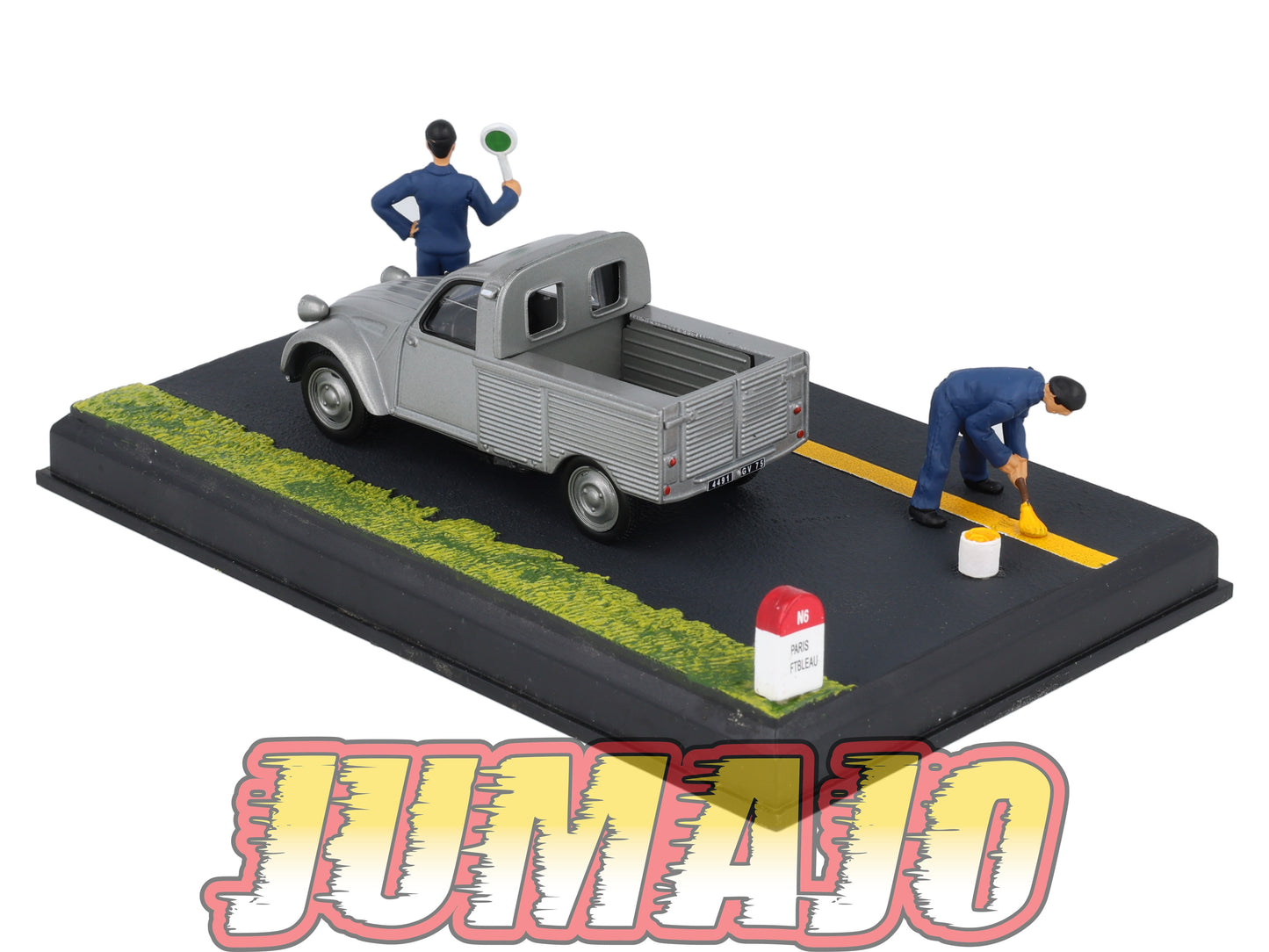 NB34 Voiture IXO 1/43 Diorama Route bleue CITROEN 2 CV Pick-up "Les travaux routiers"