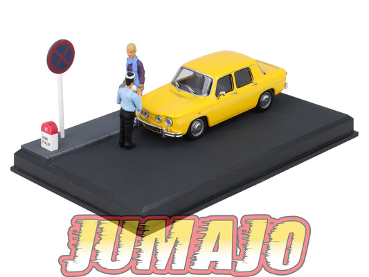 NB35 Voiture IXO 1/43 Diorama Route bleue RENAULT 8S "La contravention"