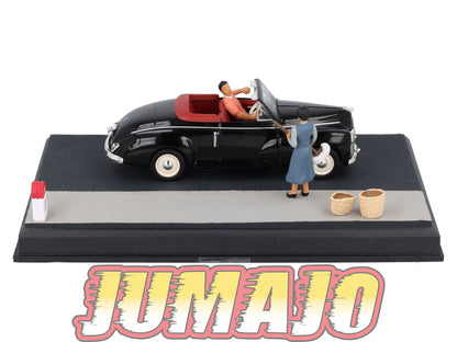 NB37 Voiture IXO 1/43 Diorama Route bleue PEUGEOT 203 cabriolet "Les balais de Lapalud"