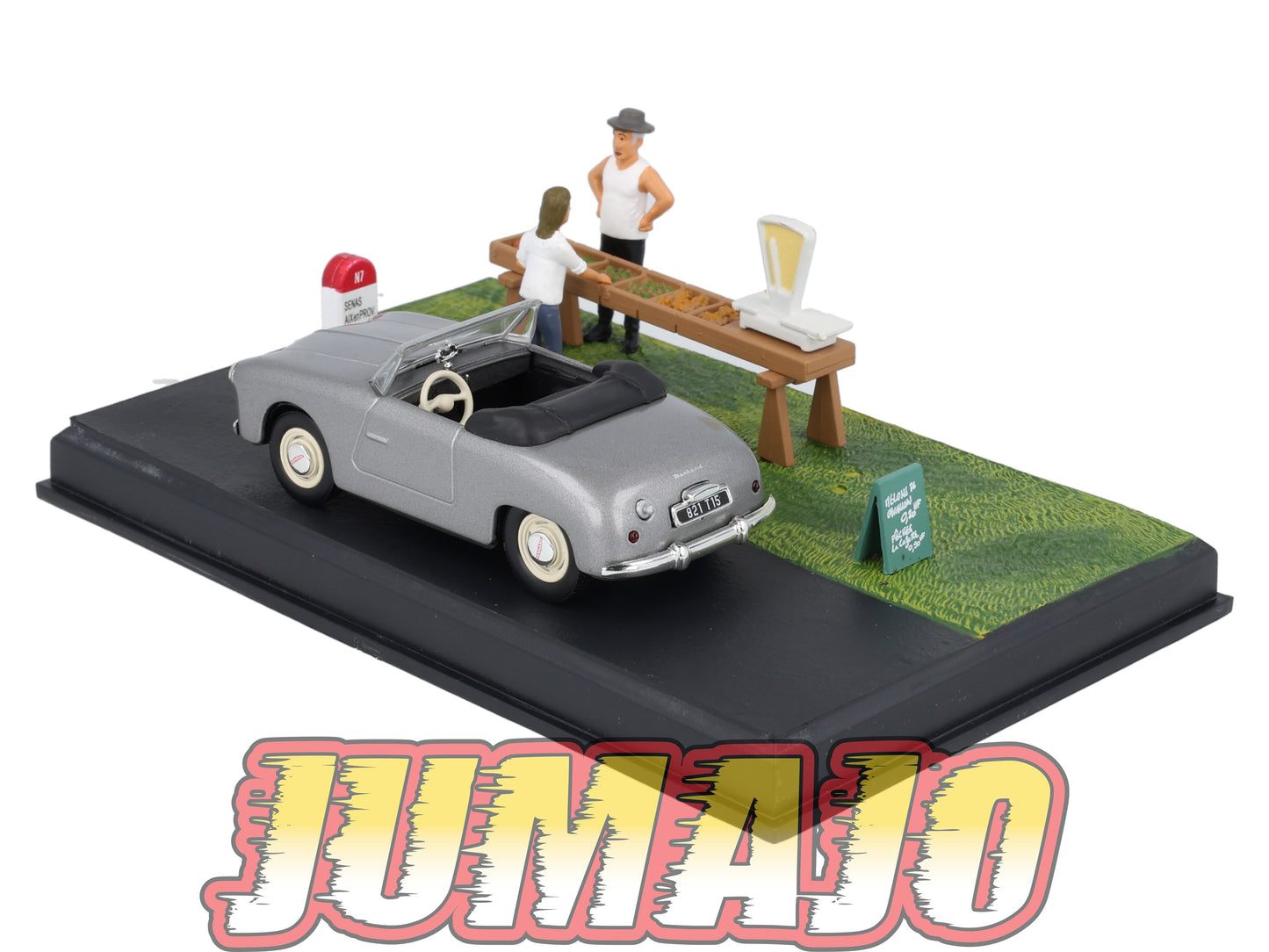 NB40 Voiture IXO 1/43 Diorama Route bleue PANHARD Dyna Junior "Le marchand de fruits"