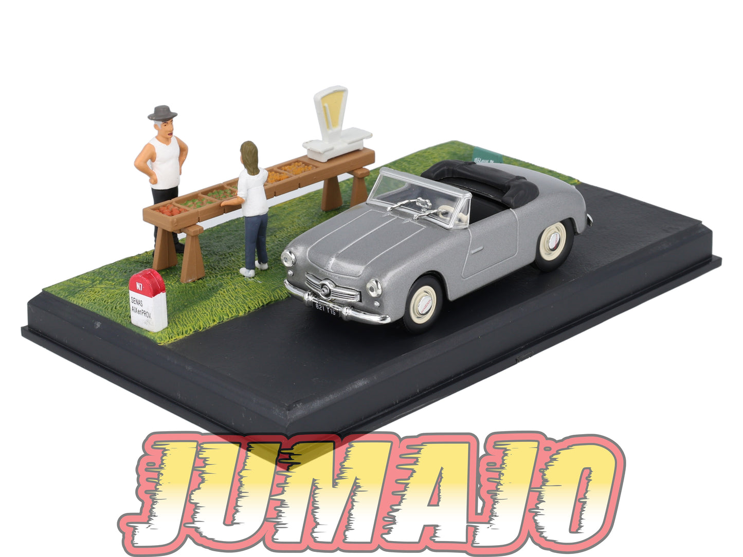 NB40 Voiture IXO 1/43 Diorama Route bleue PANHARD Dyna Junior "Le marchand de fruits"