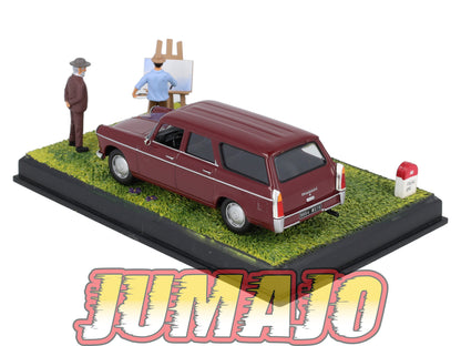 NB44 Voiture IXO 1/43 Diorama Route bleue PEUGEOT 404 break "Le peintre"