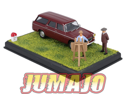 NB44 Voiture IXO 1/43 Diorama Route bleue PEUGEOT 404 break "Le peintre"