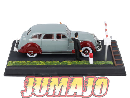 NB45 Voiture IXO 1/43 Diorama Route bleue CHRYSLER Airflow "Le passage à niveau"