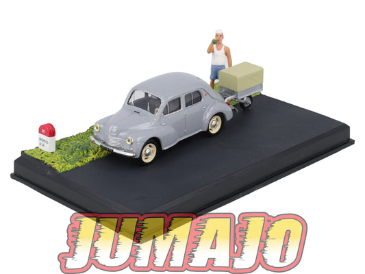 NB46 Voiture IXO 1/43 Diorama Route bleue RENAULT 4CV "Le Luc Sous le soleil"