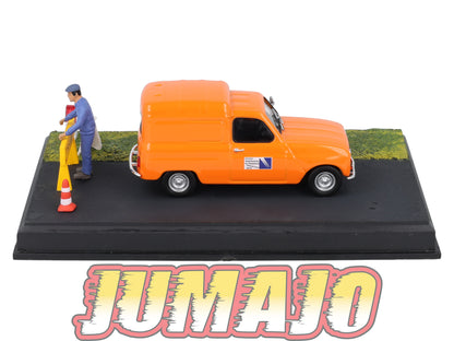 NB47 Voiture IXO 1/43 Diorama Route bleue RENAULT 4 Fourgonnette "Les travaux routiers"