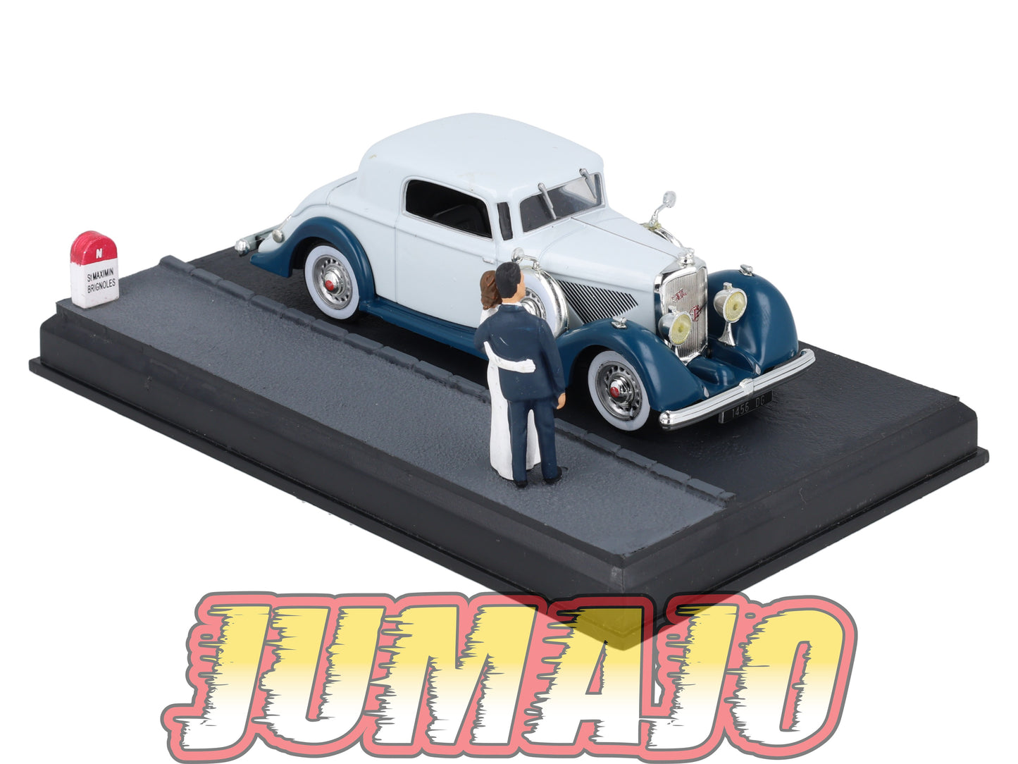 NB50 Voiture IXO 1/43 Diorama Route bleue PANHARD 6 C6 Faux cabriolet "Les mariés"