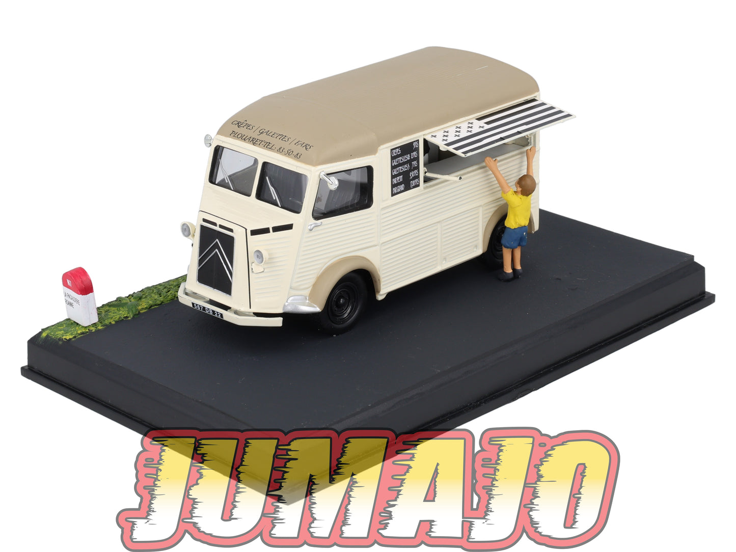 NB51 Voiture IXO 1/43 Diorama Route bleue CITROEN Type H "Marchand de crêpes"