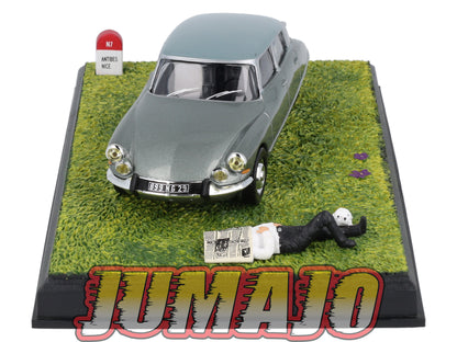NB53 Voiture IXO 1/43 Diorama Route bleue CITROEN DS 19 Pallas La sieste
