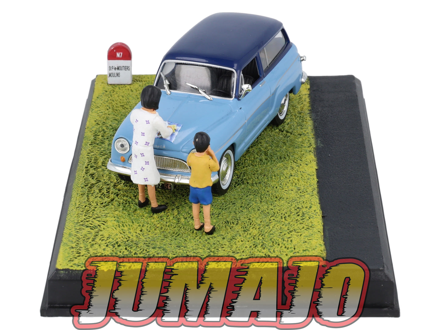 NB54 Voiture IXO 1/43 Diorama Route bleue SIMCA P60 RANCH "casse-croûte"