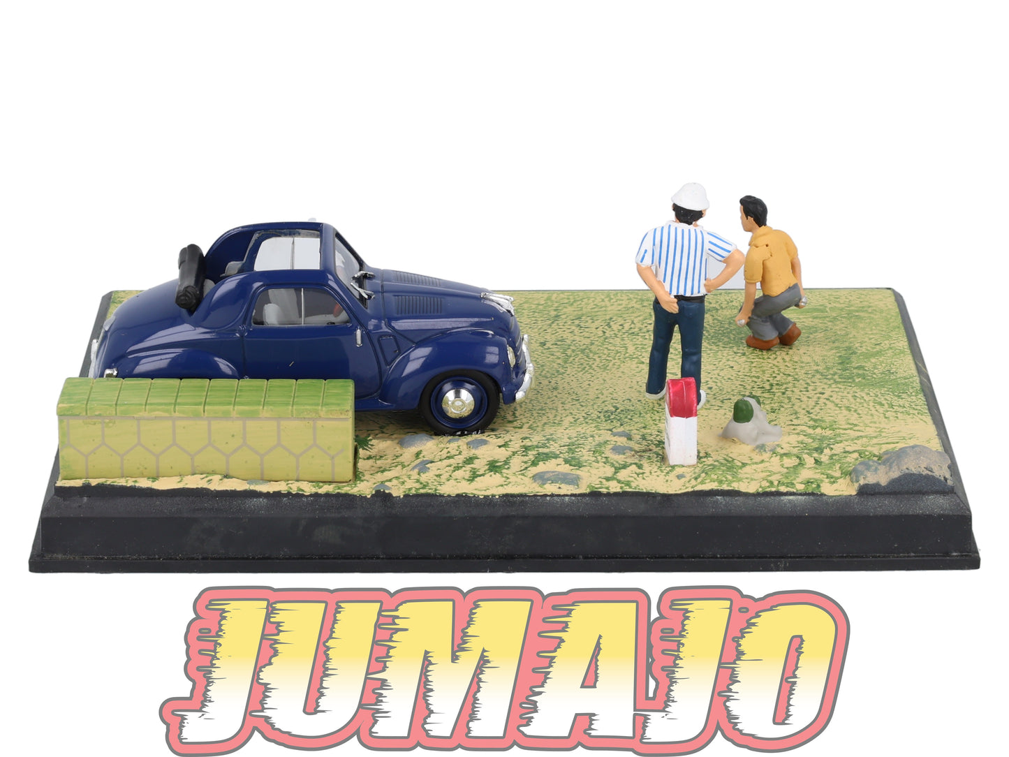 NB58 Voiture IXO 1/43 Diorama Route bleue FIAT 500 Topolino partie de pétanque