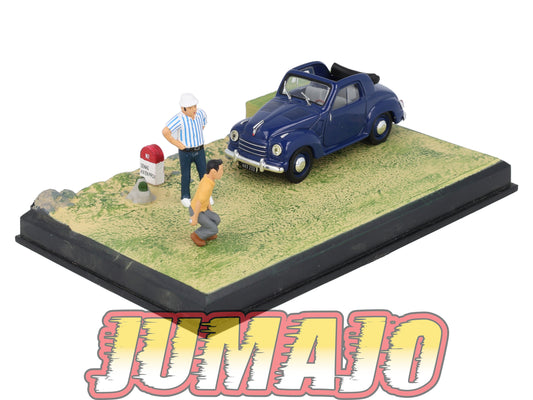 NB58 Voiture IXO 1/43 Diorama Route bleue FIAT 500 Topolino partie de pétanque