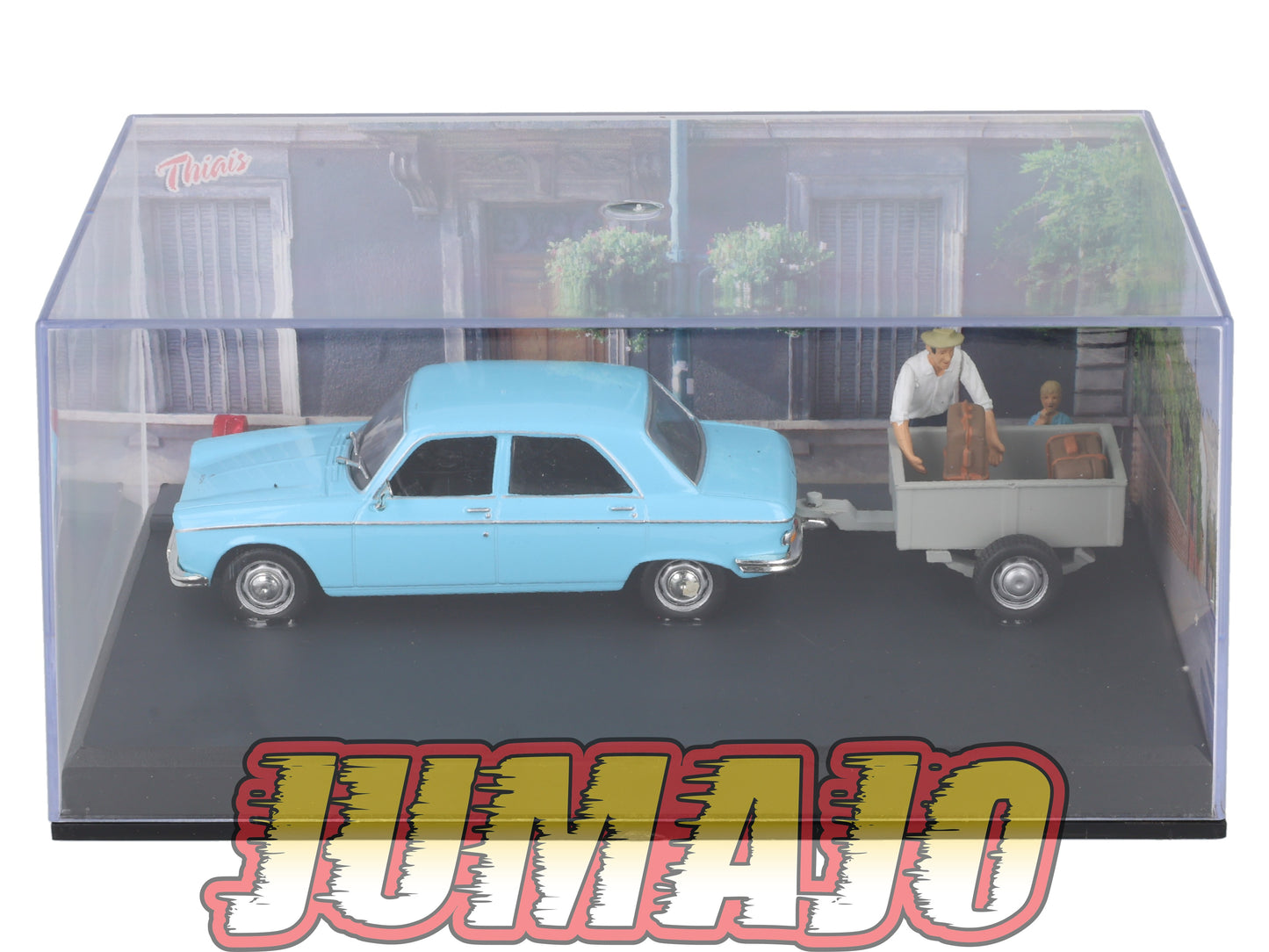 NB59 Voiture IXO 1/43 Diorama Route bleue PEUGEOT 204 "La remorque"