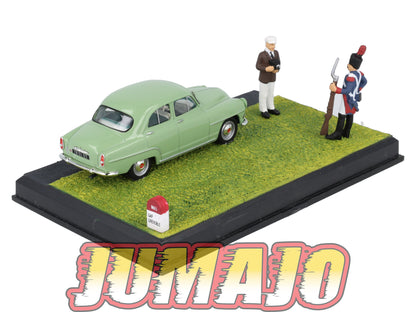 NB64 Voiture IXO 1/43 Diorama Route bleue SIMCA Aronde "Le Grognard"