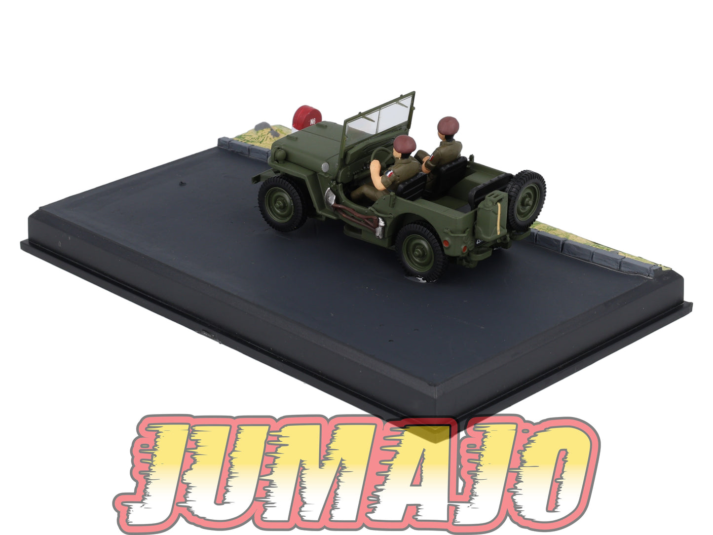 NB66 Voiture IXO 1/43 Diorama Route bleue JEEP Willys "Manoeuvre militaire"