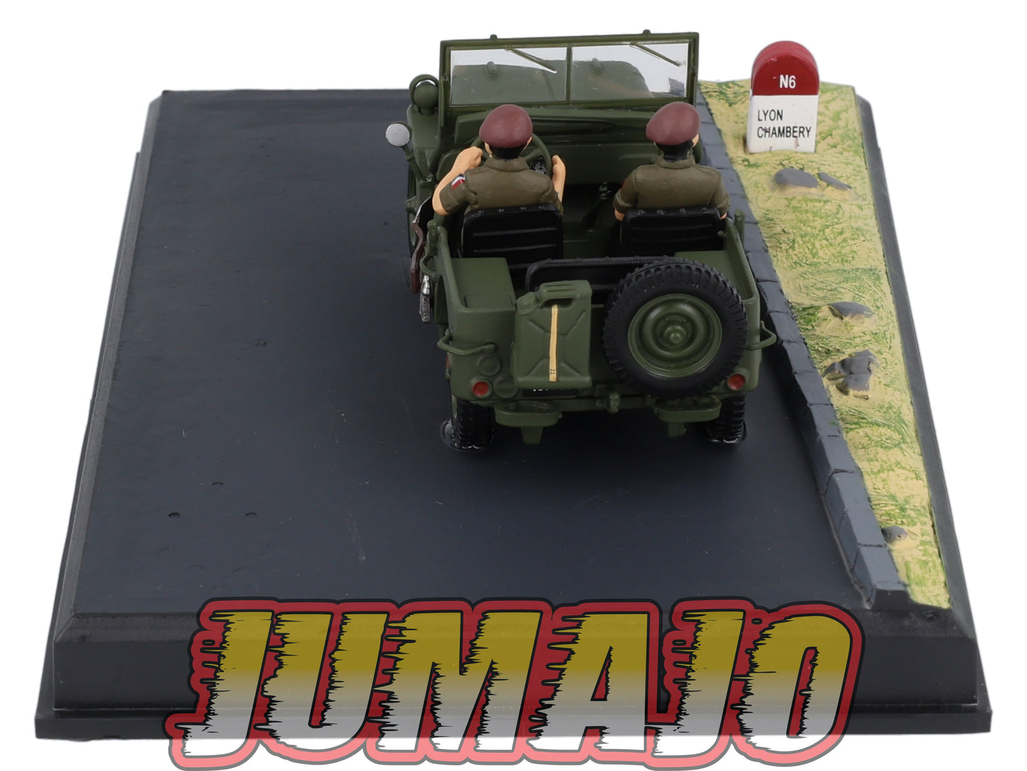 NB66 Voiture IXO 1/43 Diorama Route bleue JEEP Willys "Manoeuvre militaire"