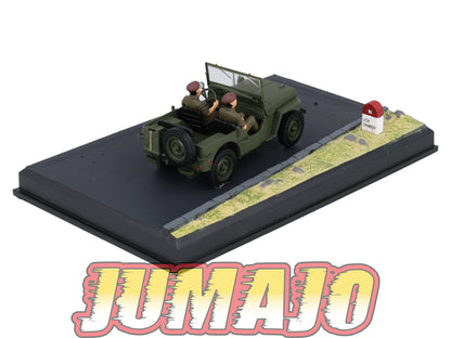 NB66 Voiture IXO 1/43 Diorama Route bleue JEEP Willys "Manoeuvre militaire"